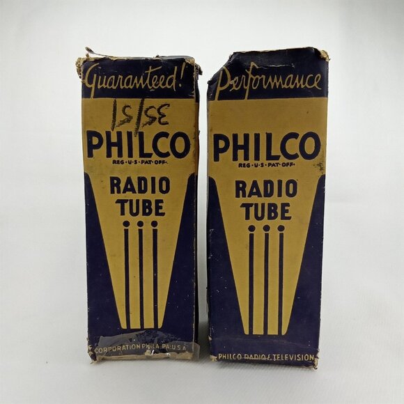 Antique Radio Tube & Original Box Set Of 2 Philco Model 35/51 NOS NIB 1930s - Picture 14 of 16